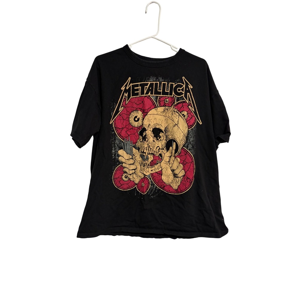 Metallica Graphic Tee Master of‎ Puppets Black Skull Print XL Heavy Metal